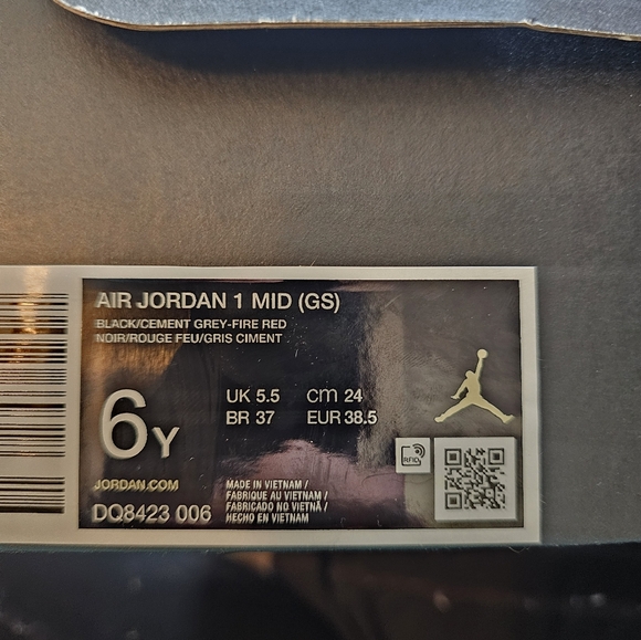 Jordan Black and Gray Mid-Top Sneakers - Picture 5 of 7